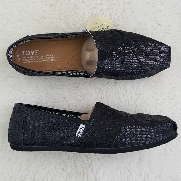 Toms Shoes - Toms Classics Black Glitters Womens Shoes